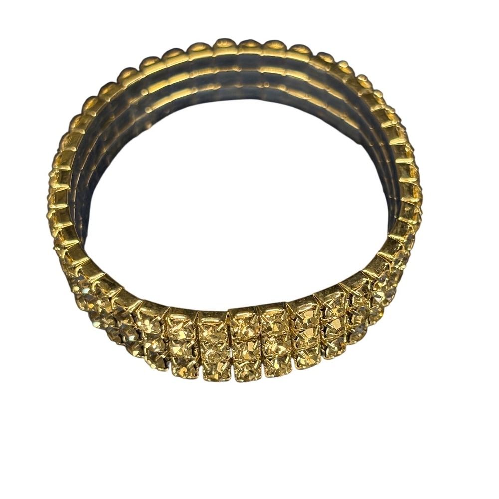Sparkling Rhinestone Stretch Bangle Bracelet Gold Tone‎ Silver Tone